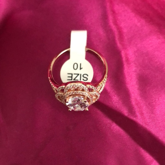 Diamond cubic zirconia, rose gold plated ring - Picture 3 of 4